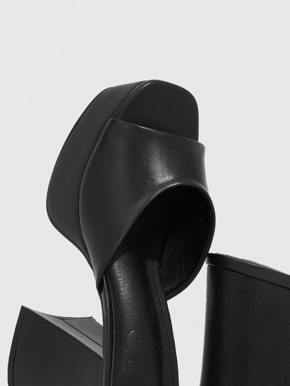 Black Sexy Women's Minimalist Platform Chunky Heeled Mule Sandals - Picture 8 of 10